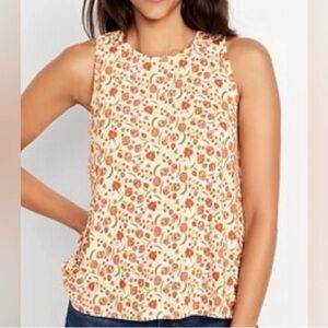 Old Navy Cream tank with Coral Floral Accents